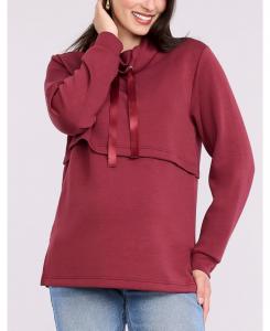 Пуловер с воротником-стойкой для беременных и кормящих мам - Материнство Motherhood Maternity, Tawny port