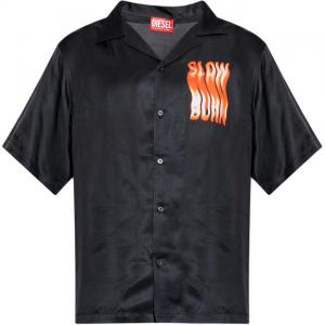 Рубашка с коротким рукавом и принтом DIESEL, черный