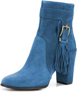 Женские закрытые ботильоны YDN с кисточками, на высоком массивном каблуке, с молнией, для повседневной ходьбы, Blue
