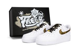 Кроссовки Nike Air Force 1 Low мужские черно-белые с золотым кракелюром, цвет Black Gold Crackle