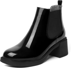 Женские модные ботильоны ROSERWISH с круглыми носками, эластичной шнуровкой, удобным массивным низким каблуком 2,5 дюйма