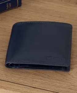 Итальянский кожаный складной кошелек Mono Comme Ca, цвет Navy