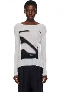 Майка с эффектом тени из шифона с крученым узором Issey Miyake, цвет light