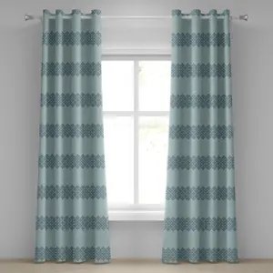 Марокканская штора на люверсах ABAKUHAUS, современный дизайн с элементами восточного этнического стиля, рама из плюща двух разных цветов, декоративные двухпанельные шторы, 280 см x 245 см, нежно-бирюзовый цвет Abakuhaus