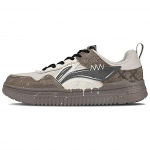 LINING Кроссовки для скейтбординга Qingyun с противоскользящим покрытием, износостойкие, бежево-коричневые, мужские