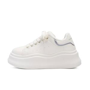 HUANQIU Текстильные термоутепленные низкие скейтборд-кроссовки для женщин с покрытием из искусственной кожи, Beige Silver