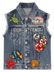 Dolce & Gabbana дутый жилет с цветочным принтом, синий