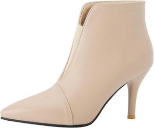 Женские зимние нарядные ботильоны до щиколотки с заостренным носком, на высокой шпильке, осенние элегантные короткие ботинки JOEUSTY, Beige