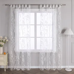 Штора с петлями, современная вуаль с мотивом орхидей, прозрачная, спальня, гостиная, белая, 225 x 140 см (В x Ш), 1 шт. Joyswahl