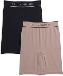 Женские бесшовные велосипедные шорты Tommy Hilfiger, комплект из 2 шт., Black/Balanced Beige