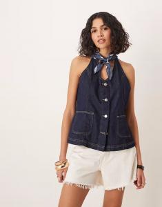 Джинсовый жилет с халтер-воротом Asos Design