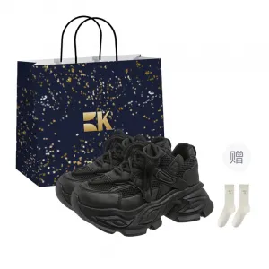 Boldi Kuki Низкие массивные кроссовки женские черные (сумка для покупок + в комплекте носки), цвет Black (Shopping Bag-Comes with Socks)