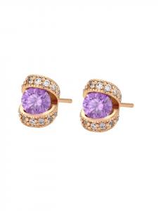 Faina Женские серьги-гвоздики из розового золота фиолетового цвета