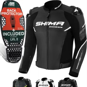 Мотоциклетная куртка и брюки SHIMA Bandit 2.0 для мужчин с защитой спины AirForce, кожаный мотоциклетный костюм, летний комплект, Jacket / Black