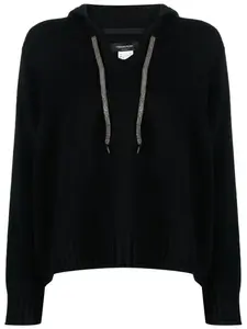Джемпер с капюшоном и V-образным вырезом Fabiana Filippi, черный