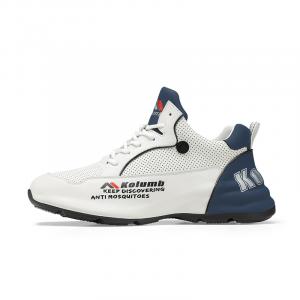 Лёгкие дышащие нескользящие низкие кеды мужские бело-синие Kolumb