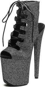 Женские экзотические ботильоны для пол-дэнс WUXIN H&P, на высокой платформе, с высоким каблуком 8 дюймов, на шнуровке, Black