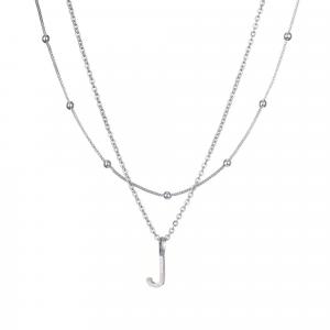 Посеребренное многослойное ожерелье с инициалами Adornia, Silver-J