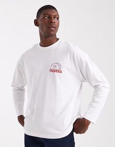 Футболка оверсайз с принтом тако на груди, белая Asos Design