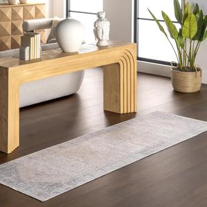 Ковер nuLOOM, 77 x 244 см, машинной стирки, устойчивый к пятнам, низкопрофильный для гостиной, спальни и столовой, Sol Light Grey