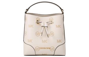 Кожаная сумка-ведерко Mercer через плечо маленького размера женская бежевая MICHAEL KORS