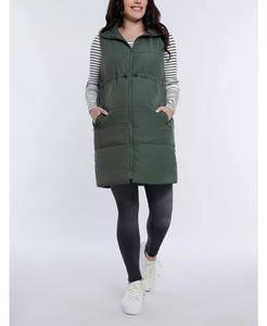 Женский тканый стеганый жилет без рукавов с застежкой-молнией - Motherhood Maternity, зеленый