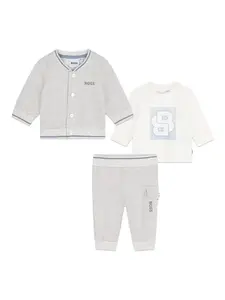 Комплект из трех брюк с узором зигзаг BOSS Kidswear, серый