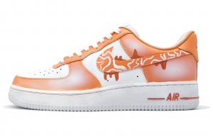 Nike Кроссовки Air Force 1 с противоскользящим покрытием, износостойкие, низкие, для скейтбординга, унисекс, белые, оранжевые