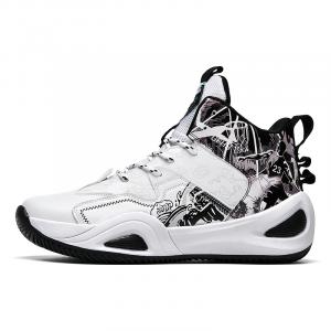 Износостойкие, легкие, амортизирующие, среднего размера, детские баскетбольные кроссовки для подростков Kung Fu partners, белый/черный