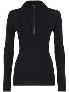 Свитер в рубчик с капюшоном Brunello Cucinelli, черный