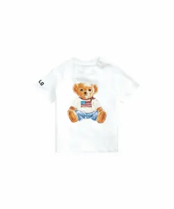 Детская хлопковая футболка Polo Bear Polo Ralph Lauren, цвет 100 White