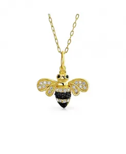 Элегантное ожерелье с подвеской в виде пчелиной матки — черные и золотые кубические цирконии, покрытие из 14-каратного желтого золота, серебро 925 пробы Bling Jewelry, gold-tone