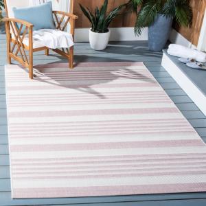 Ковер SAFAVIEH, 201 x 201 см, Washable Rug Outdoor Courtyard Collection - Ivory & Soft Pink, без линьки и легкий в уходе, идеален для патио, заднего двора, прихожей (CY8062-56212)