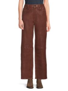 Широкие кожаные брюки из ши rag & bone, коричневый
