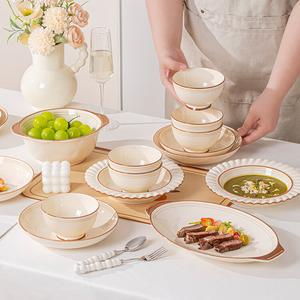 Luowei Керамическая миска для домашнего использования, новый стильный дизайн 2025, подглазурные цветные миски и тарелки, столовые приборы в стиле супа, лапши и сливок, Wind Dining Utensils рисовая миска