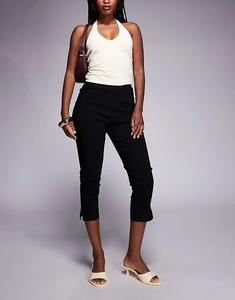 Длинные брюки-капри ASOS DESIGN Bengaline с разрезами по низу, черные