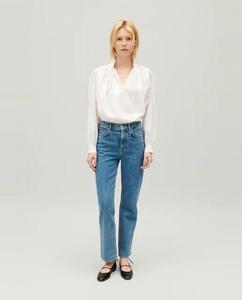 Jean-Toto Женские стираные прямые джинсы со средней посадкой Claudie Pierlot, светло-синий