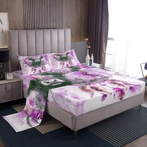 Erosebridal Комплект постельного белья Highland Cow с принтом для детей в стиле трибал дрим кэтчер, розовый омбре, Orchid