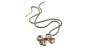 CHANEL Колье на цепочке Metal, Rhinestone, Tweed, Resin, Calfskin для женщин, черный