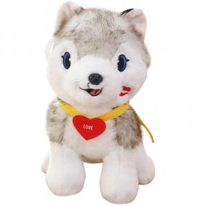 Плюшевая игрушка реалистичный щенок хаски в мультяшном стиле, высота 28см/40см Mocha duck