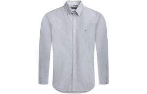 Рубашка с длинными рукавами с вышитым логотипом Ralph Lauren, серый