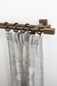 Карниз для штор GARESA "CUBUS", 2 направляющие, желаемая длина, комплект для штор, выдвижной, кнопка с квадратным концом, с кольцами 480 см, Ø 20 мм, цвет nussbaum