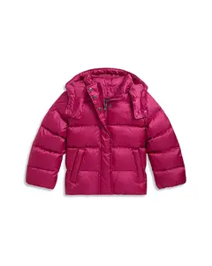 Детская пуховая куртка с капюшоном для девочек - маленькая Ralph Lauren, розовый