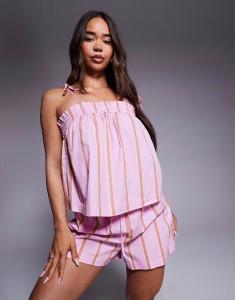 Топ на бретельках в розовую полоску River Island