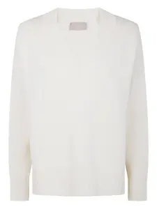 Шерстяной свитер с V-образным вырезом Drumohr, белый