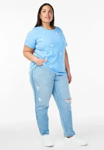 Джинсы mille mom fit с рваными деталями mom jeans Zizzi, Light Blue Denim