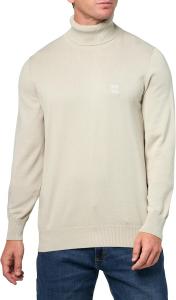 BOSS Мужской водолазка из хлопковой смеси с квадратным логотипом, Dark Dust