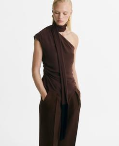 Женские брюки со складками MANGO, Chocolate