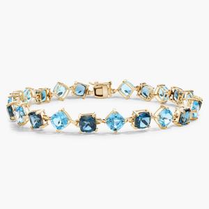 Браслет-подушка Swiss And London Blue Topaz из 14-каратного желтого золота Blue Nile