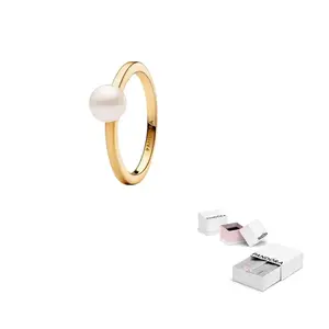 Женские кольца с жемчугом gold Pandora, золотой